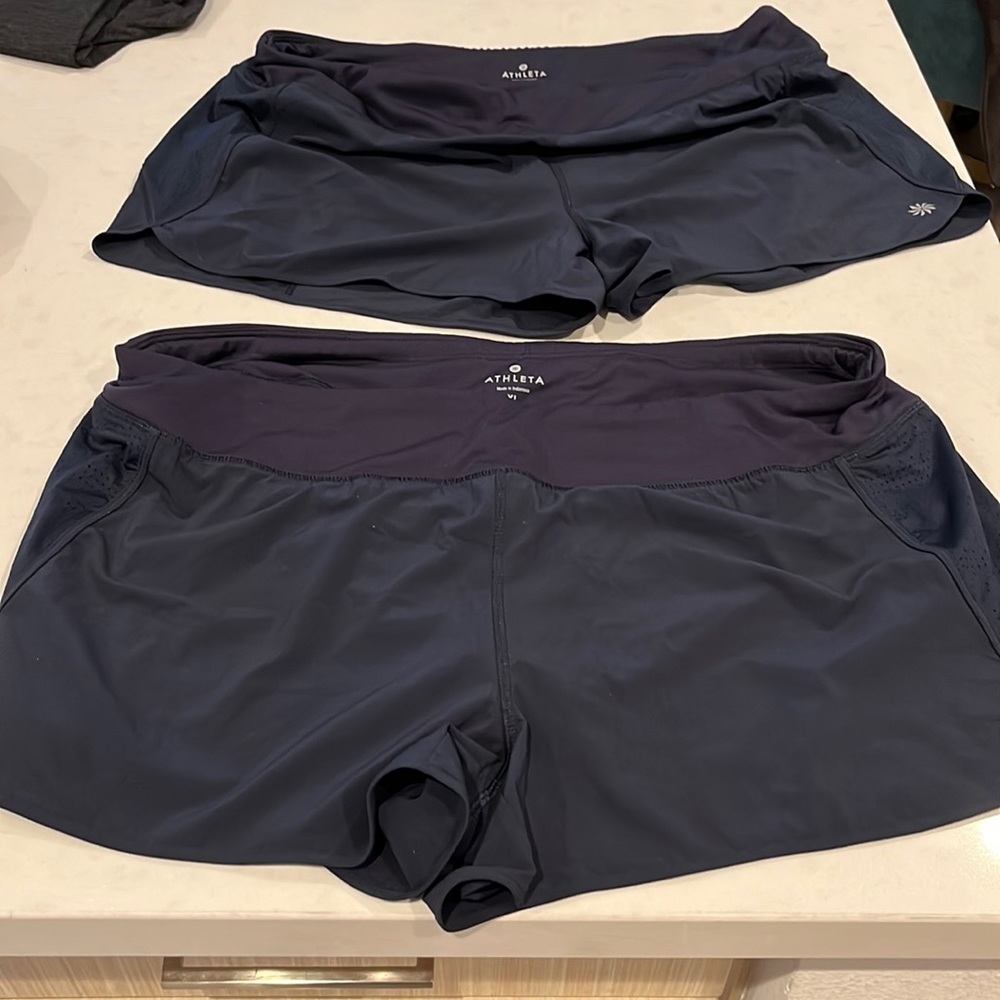 2 used excellent condition athleta XL shorts navy